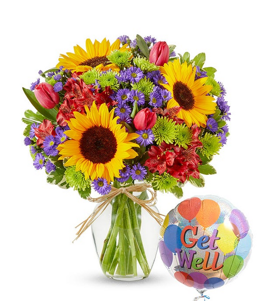 Sunshine Revival Sunflowers + Get Well Balloon