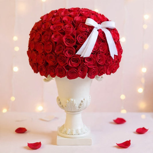 200 Signature Dome Shape Red Roses - Black Petals