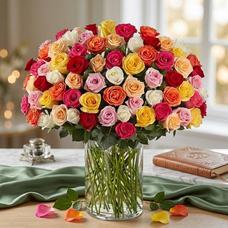 Amazing 100 Premium Long Stem Assorted Roses - Black Petals