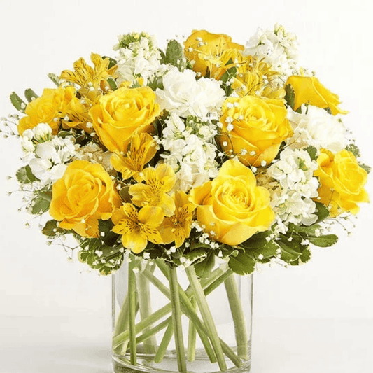 Amazing Yellow & White Delight Bouquet - Black Petals
