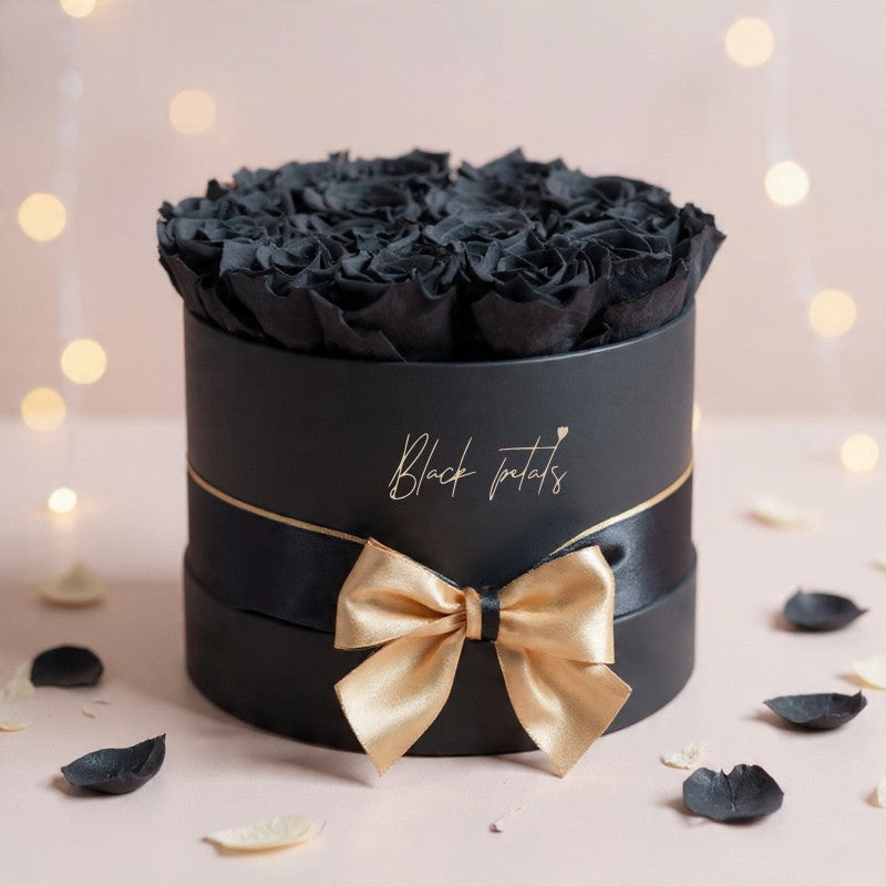 Signature midnight black rose box by Black Petals