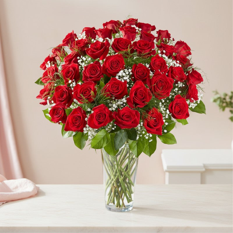 Black Petal Ultimate Elegance Long Stem Red Roses - Black Petals