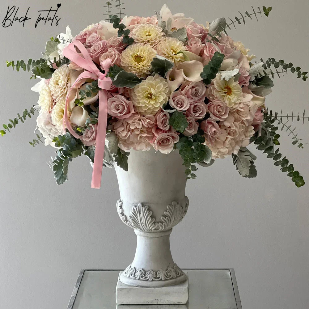 Blush Blooms In An Urn - Black Petals