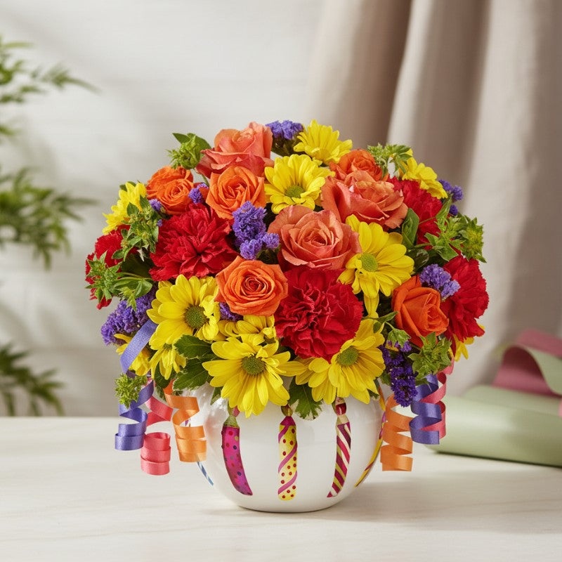 Brilliant Birthday Blooms Bouquet - Black Petals