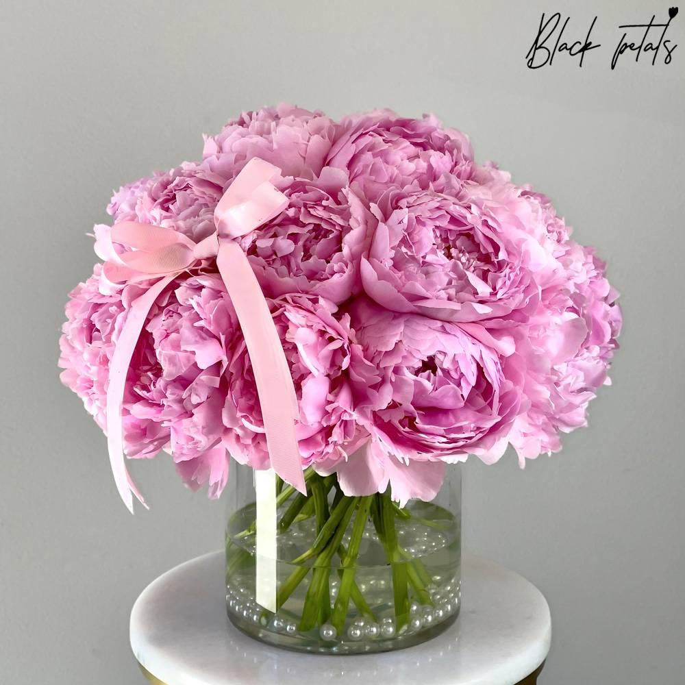 Clean And Classic Peonies In A Vase - Black Petals
