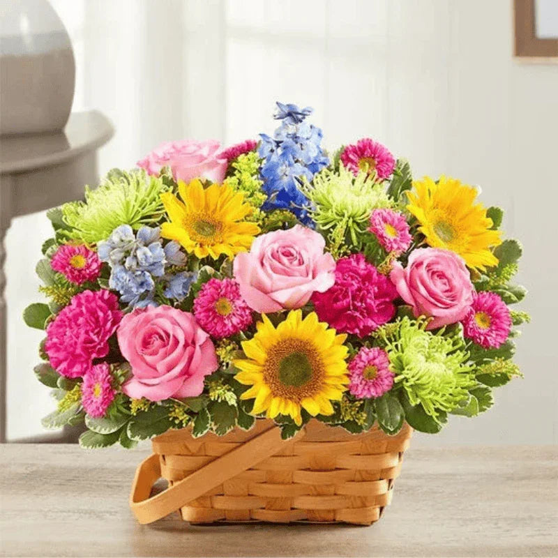 Exclusive Sunny Garden Basket - Black Petals
