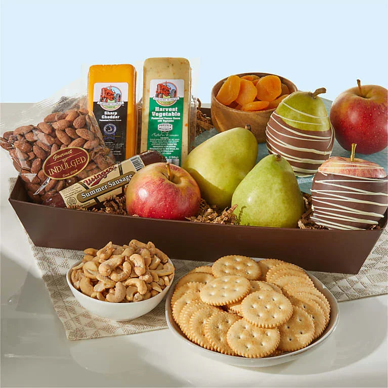 Fruit and Snacks Gift Tray - Black Petals