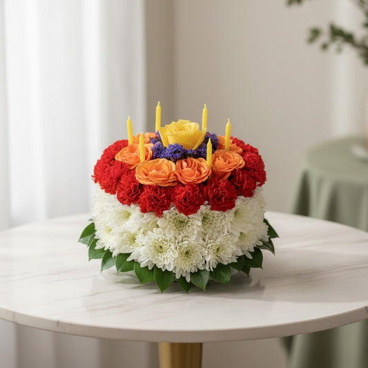 Granted Wishes Birthday Cake Bouquet - Black Petals
