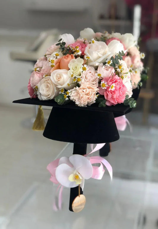 Graduation Cap - Black Petals