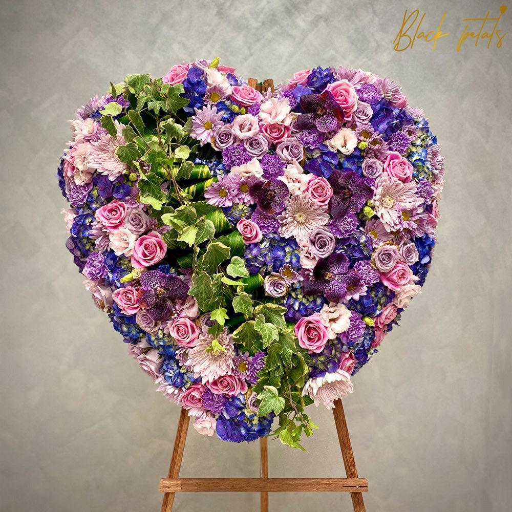 Pink and Lavender Heart BP Sympathy - Black Petals