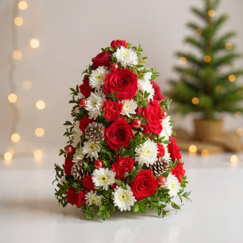 Snow & Roses Holiday Tree