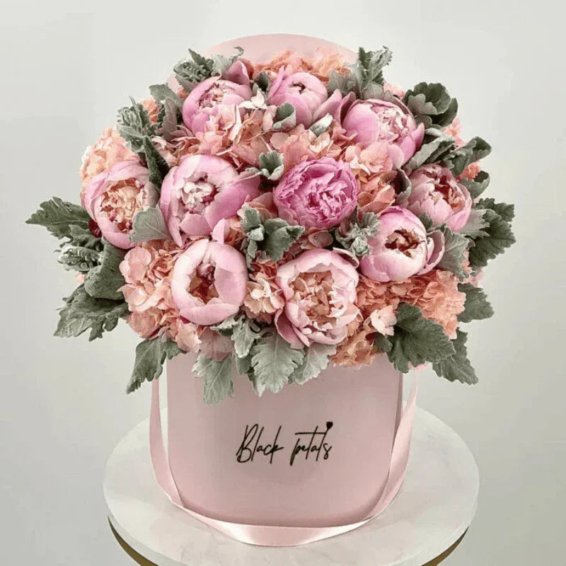 Pretty Peonies and Hydrangeas - Black Petals