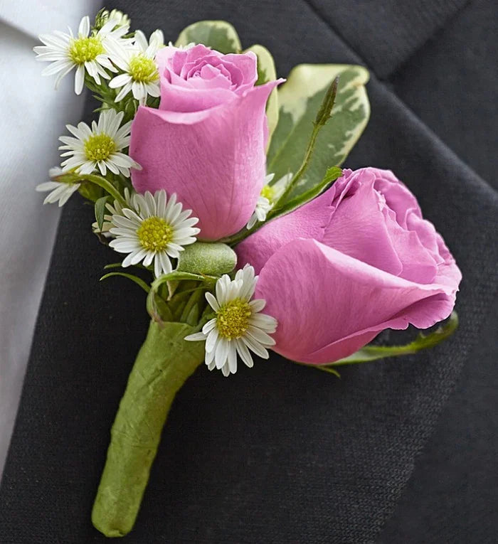 Purple Elegance Boutonniere with fresh blooms, perfect for weddings, proms, and formal events, with same-day delivery in Manhattan & NYC.