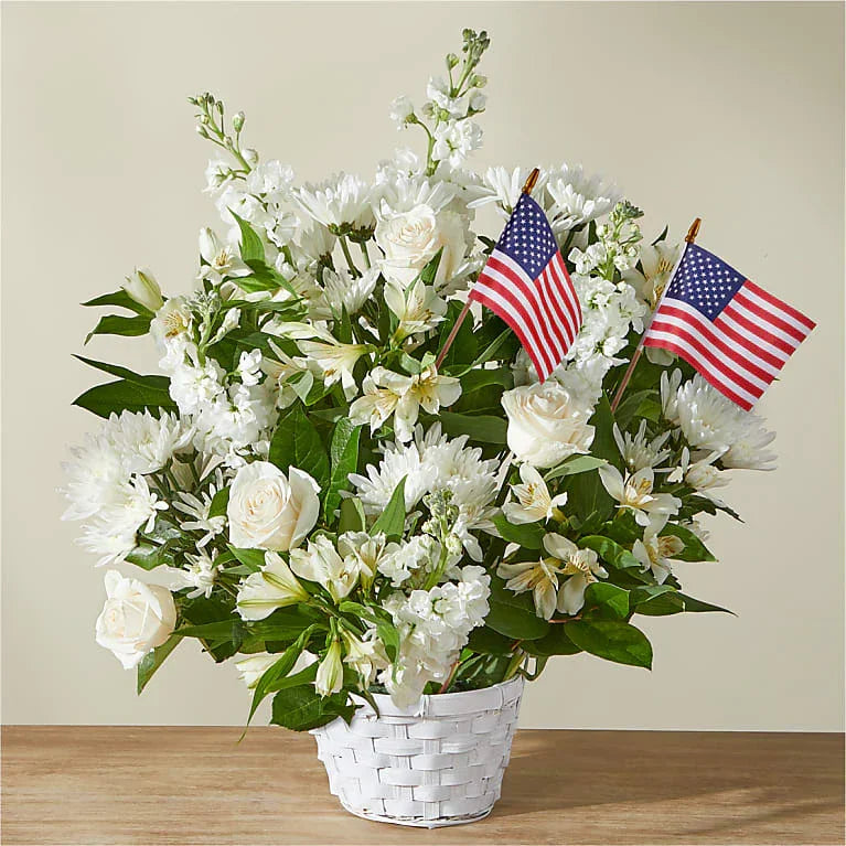 Eternal Affection Arrangement with Flag - Black Petals