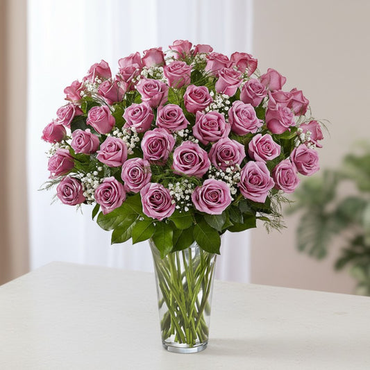 Ultimate Elegance Long Stem Lavender Roses - Black Petals