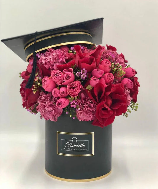 Dark Pink Box and Cap - Black Petals
