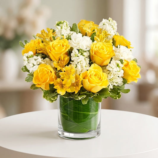 Amazing Yellow & White Delight Bouquet - Black Petals